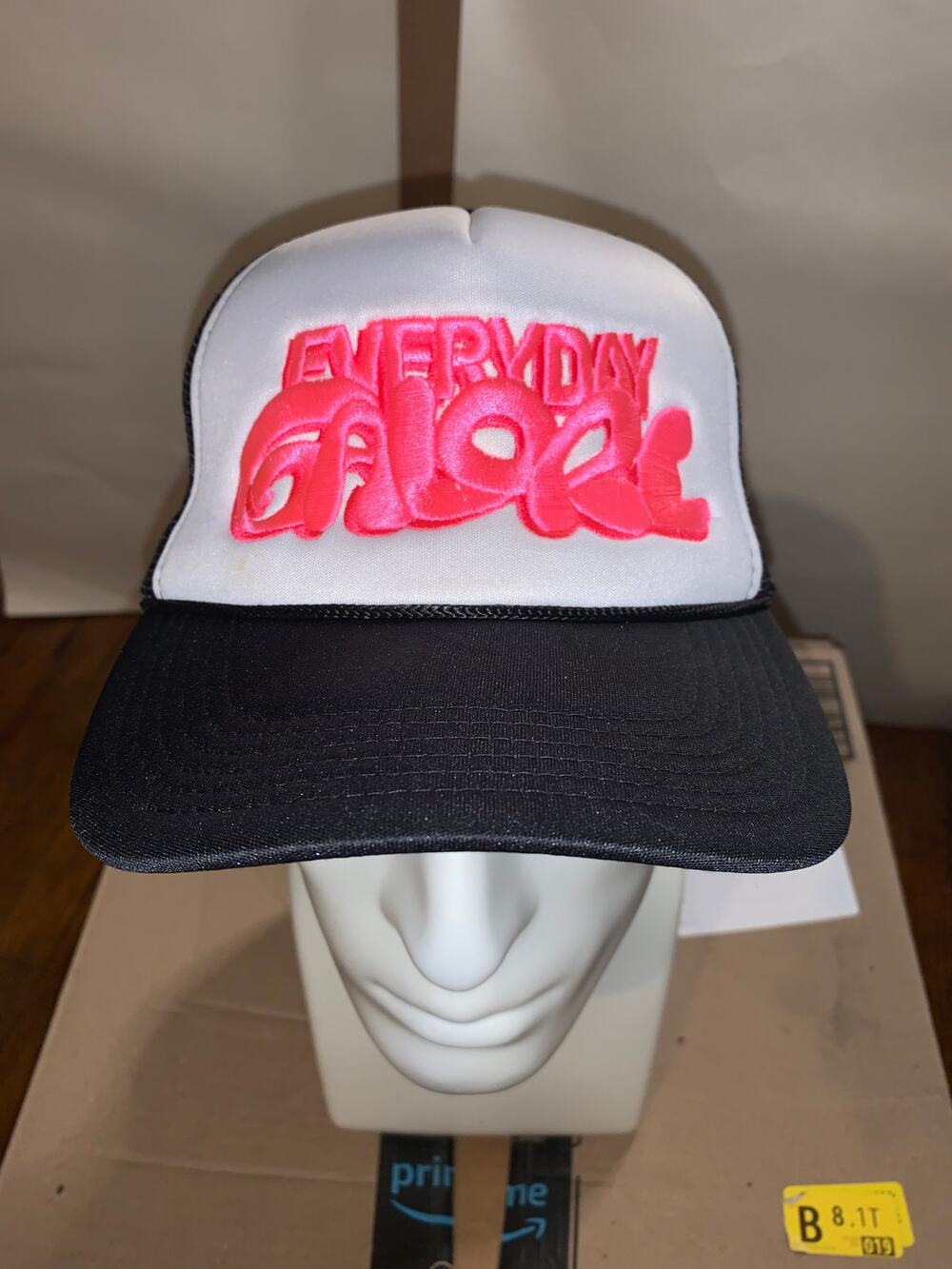 Everyday Galore Bubble Logo Black White Pink Foam Trucker Snapback Hat